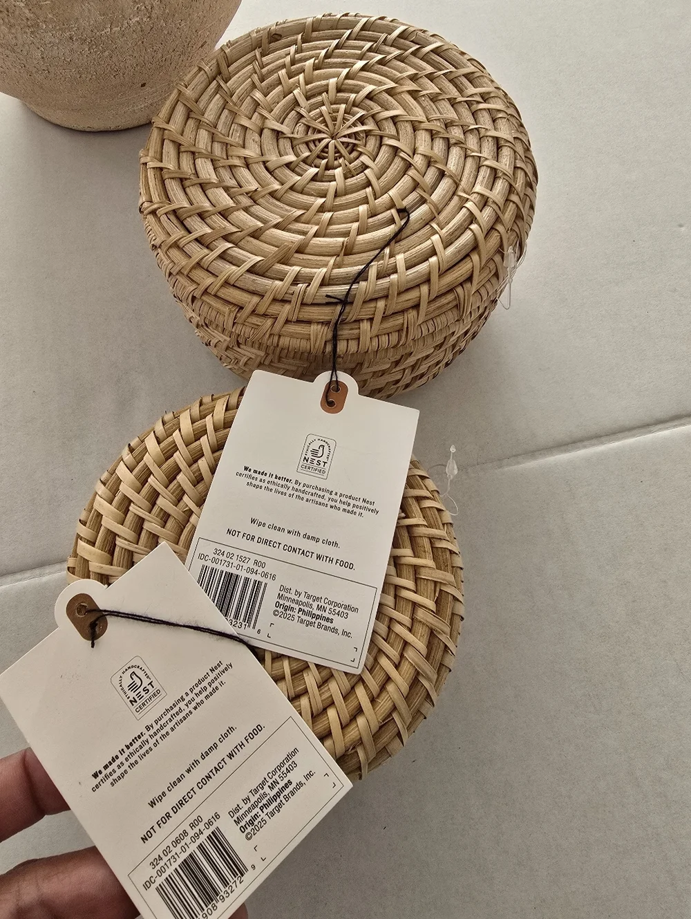 Woven Rattan Basket With Lid Natural Hearth & Hand With Magnolia Set Of Two